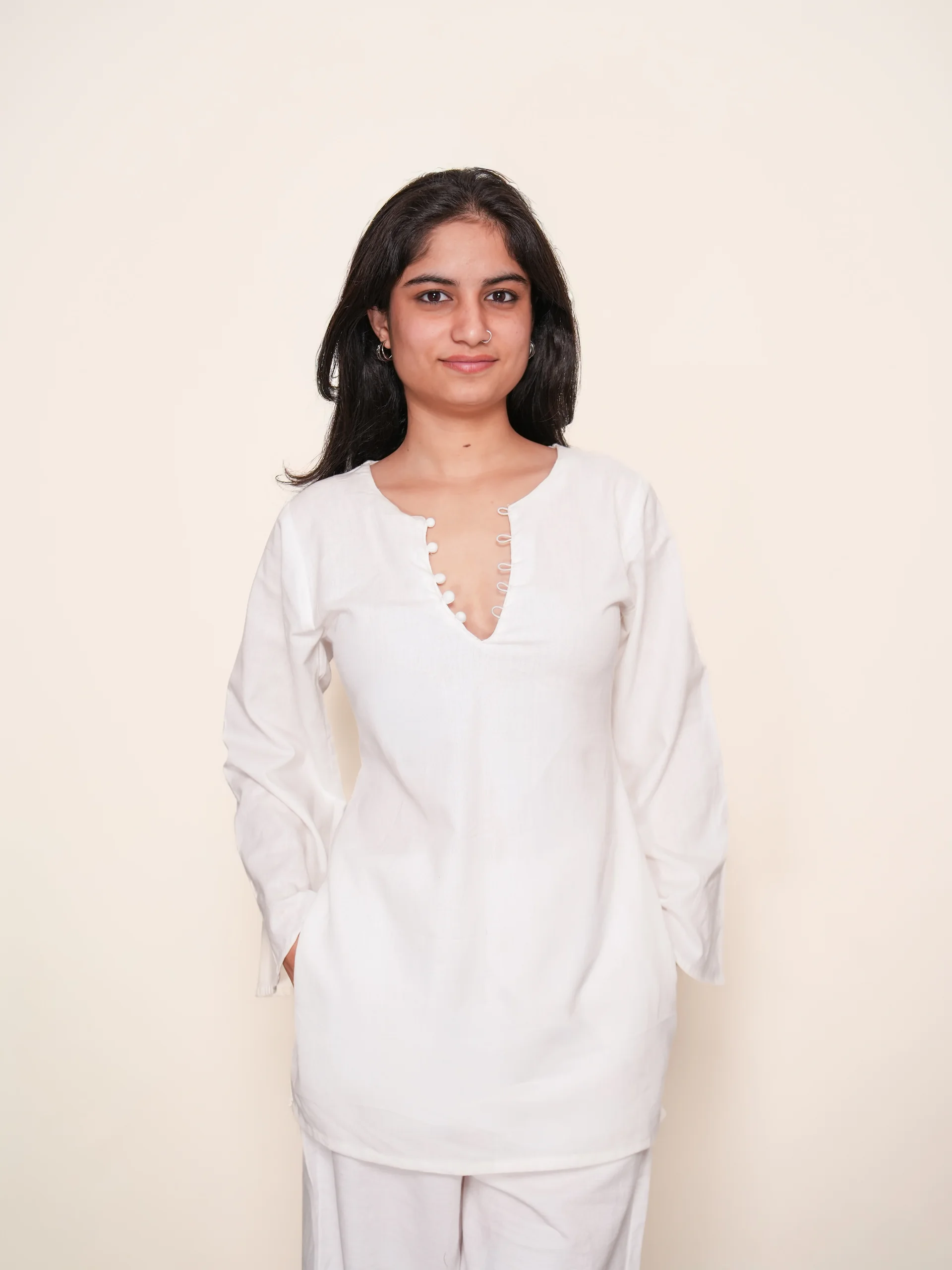 Sukoon Embroidered Bell Sleeved Kurta Set view 3