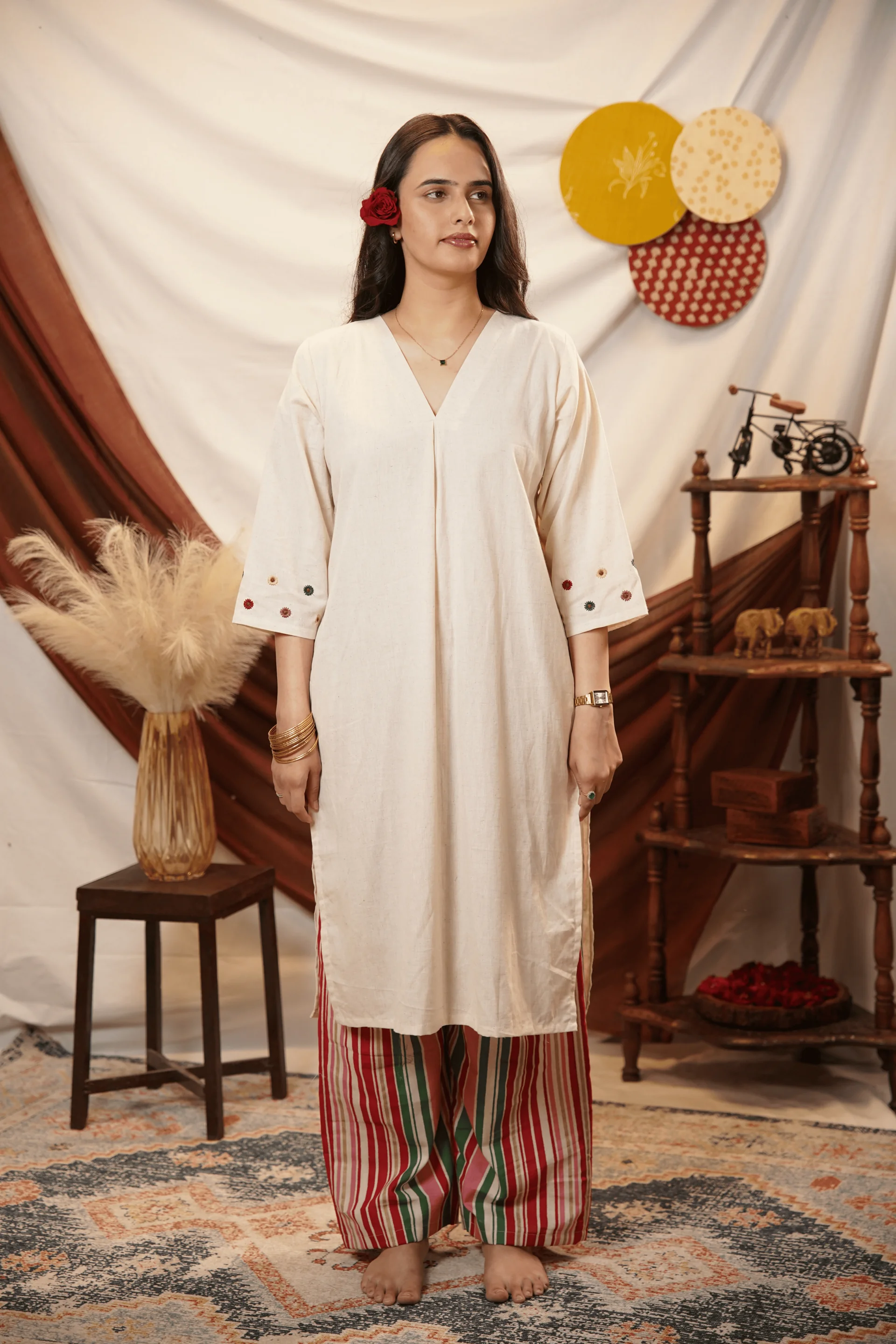 Vasanti Embroidered Kurta Set view 1